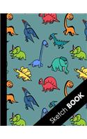 Sketch Book: Large Sketchbook For Creative Artists: Blank Paper For Drawing And Doodling: Awesome Dinosaur Pattern Cover for Kids