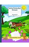Primary Composition Notebook Grades K-2 Handwriting Paper Journal: Horse Theme Dashed Mid Line School Exercise Book Plus Sketch Pages for Boys and Girls(40 Efrat Haddi Handwriting Practice Paper)