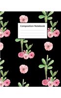 Composition Notebook: Cute Black Pattern Cactus Watercolor Cover, 110 Pages 7.5"x9.25" College Wide Ruled Paper Notebook Journal, Blank Lined Workbook for Teens Kids Stud