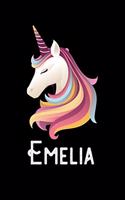 Emelia: Journal (Diary, Notebook) Personalized Custom Name Unicorn Birthday Gift for Girls and Women