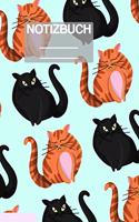 Notizbuch A5 Muster Zeichnung Katzen Katze Cat Cats Orange Schwarz Haustier: - 111 Seiten - EXTRA Kalender 2020 - Einzigartig - Liniert - Linie - Linien - Geschenk - Geschenkidee