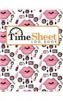 Time Sheet Log Book: Daily Timesheet, Time Tracker Bottle, Overtime Tracking Spreadsheet, Weekly Timesheet Template, Cute Cosmetic Makeup Cover