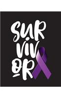 Survivor: Pancreatic Cancer Awareness Half and Half Paper Blank College Ruled Notes Sketch Math Story Writing Prompts 7.5 x 9.25 100pg