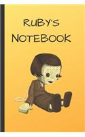 Ruby's Notebook: Doll Writing 120 Pages Notebook Journal - Small Lined (6 X 9 )