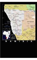 Modern Day Color Map of Namibia in Africa Journal: Take Notes, Write Down Memories in this 150 Page Lined Journal