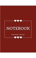 Notebook Extra Large: Light Rust: Notebook 8.5 X 11: Notebook 400 Pages