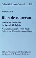 Rien de Nouveau: Nouvelles Approches Du Livre de Qoheleth(168 Suhrkamp Taschenbuch Wissenschaft)