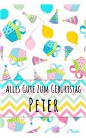 Alles Gute zum Geburtstag Peter: Kariertes Notizbuch mit 5x5 Karomuster für deinen personalisierten Vornamen