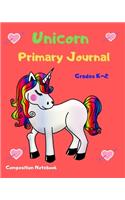 Unicorn Primary Journal Grades K-2 Composition Notebook: Nine Double Lines with a Dotted Line Down the Middle