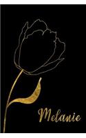 Melanie: Personalized Writing Journal for Women - Elegant Black and Gold