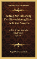 Beitrag Zur Erklarung Der Einverleibung Eines Theils Von Savoyen