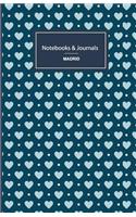 Notebooks & Journals: Lined, Soft cover, 5.5 x 8.5 inch, 130 pages, hearts pattern