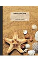 Sand & Seashells Composition Notebook, Dotted Grid Paper: 250 Numbered Pages, 9-3/4" X 7-1/2"
