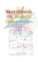 Sketchbook 90 Animals Charakters HOW TO DRAW STEP BY STAEP Template Inside