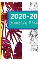 2020-2021 Monthly Planner: Red Blue Floral Line Dog 2 Year Monthly Planner: Calendar Schedule Organizer January 2020 to December 2021 (24 Months) With Holidays and inspiration