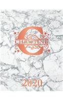 Christine: 2020. Personalized Name Weekly Planner Diary 2020. Monogram Letter C Notebook Planner. White Marble & Rose Gold Cover. Datebook Calendar Schedule