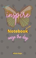 inspire Notebook, seize the day - For Daily Thought, Planning, and Execution Paperback Gray dots Cover 6 x 9 140 pages