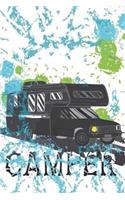 Camper: Camping RV Trailer Travel Log Camping Journal Record Tracker for 60 Trips with Prompts for Writing, Detail of Campground, Rating 6" x 9"(2 RV Journal)