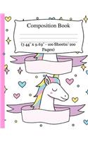 Composition Book: Cute Unicorn Notebook, Wide Ruled Composition Book for Kids, Cute Notebooks for School, Wide Ruled Lined Paper. (7.44