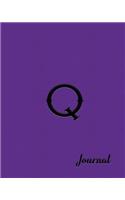Q Journal: Beautiful Purple Writing Journal Designed to Resemble Leather and Embossing in 8x10 Softcover Paperback Notebook