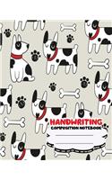 Handwriting composition notebook: 8x10 inch 200 page, Black white bull terrier puppies: Kids composition book journal for kindergarten first, 2nd, and 3rd grade