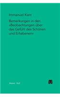 Bemerkungen in den Beobachtungen über das Gefühl des Schönen und Erhabenen (1764)