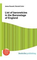 List of Baronetcies in the Baronetage of England