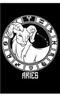 Aries Notebook: March April Horoscope Black Lined Journal Notebook Writing Diary - 120 Pages 6 x 9