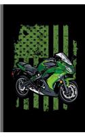 Green Motorcycle Flag: Motorcycles Dirt Bike Bikers Riders Racers Motocross Racing Extreme Sports Gift (6x9) Dot Grid notebook Journal to write in