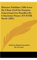 Histoire Nobiliare 2500 Actes De L'Etat Civil Ou Notaires Concernant Les Familles De L'Ancienne France XV-XVIII Siecle (1895)