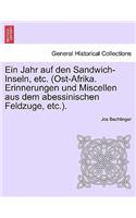 Ein Jahr Auf Den Sandwich-Inseln, Etc. (Ost-Afrika. Erinnerungen Und Miscellen Aus Dem Abessinischen Feldzuge, Etc.).