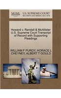 Howard V. Randall & McAllister U.S. Supreme Court Transcript of Record with Supporting Pleadings