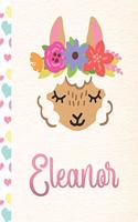 Eleanor: 2020. Personalized Weekly Llama Planner For Girls. 8.5x11 Week Per Page 2020 Planner/Diary With Pink Name