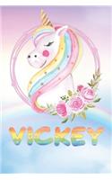 Vickey: Vickey's Unicorn Personal Custom Named Diary Planner Calendar Notebook Journal 6x9 Personalized Customized Gift For Someone Who's Surname is Vickey 