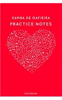 Samba de Gafieira Practice Notes: Red Heart Shaped Musical Notes Dancing Notebook for Serious Dance Lovers - 6"x9" 100 Pages Journal