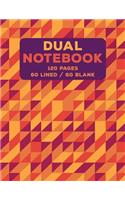 Dual Notebook: Blank and Lined Paper for Writing & Sketching- 120 Pages (60 College Ruled & Blank Pages Alternating) - 8.5 x 11 - Purple Geometric Shapes Journal