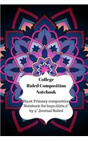College Ruled Composition Notebook: Black Primary Composition Notebook for Boys, Girls,6 by 9 Journal Ruled
