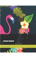 Flamingo Notebook: Floral Tropical College Ruled/Lined Pages