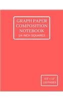 Graph Paper Composition Notebook: Grid Paper Notebook (Large), Quad Ruled 4 Squares Per Inch, Red Soft Cover