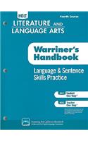 Holt Literature & Language Arts Warriner's Handbook: Language and Sentence Skills Practice Grade 10 Fourth Course