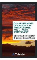 Quain's Elements of Anatomy. in Three Volumes. Vol I. - Part I. Embryology