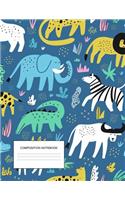 Composition Notebook: Wide Ruled Animals Safari Notebook for Students, Teachers & Office, Large Lined Journal