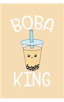 Boba King: Blank College Ruled Line Notebook Journal for Students, Teachers - Bubble Tea Lovers Gift