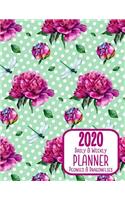 2020 Daily & Weekly Planner Peonies & Dragonflies