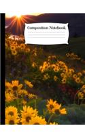 Composition Notebook: Field of Sunflowers Back to School Wide Ruled Book for Teachers and Students