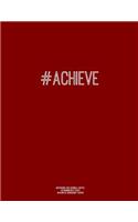 Notebook for Cornell Notes, 120 Numbered Pages, #ACHIEVE, Burgundy Cover