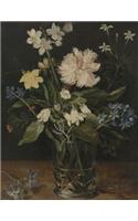 Still Life of Flowers in a Glass Vase, Jan Brueghel. Blank Journal: 150 Blank Pages, 8,5x11 Inch (21.59 X 27.94 CM) Soft Cover