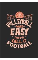 If Volleyball Was Easy They'd Call It Football: Funny Cool Volleyball Journal - Notebook - Workbook - Diary - Planner - 6x9 - 120 Dot Grid Pages - Cute Gift For Volleyball Players, Coaches, Clubs,