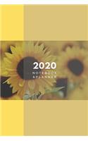 2020 Lined Notebook & Planner, Soft Cover 6x9 College Ruled, Yellow