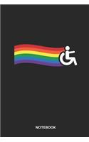 Notebook: Notebook for Handicap People with Humor Lgbt Flag with Wheelchair.
